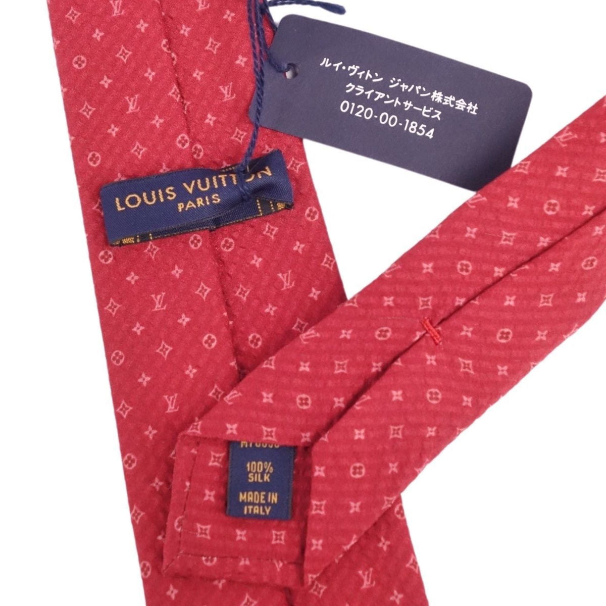 LOUIS VUITTON Necktie Monogram 100% Silk Men's Red