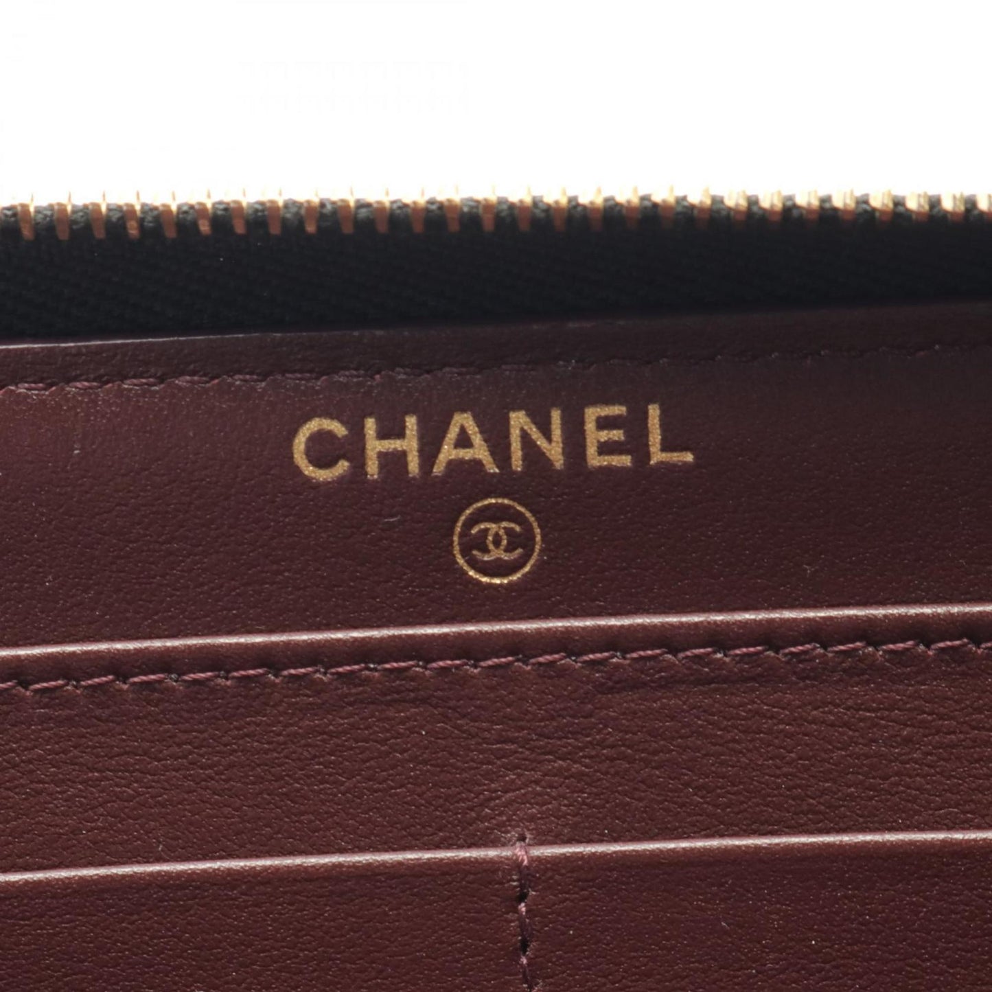 CHANEL Classic Long Zip Wallet Matelasse Round Caviar Skin Women's Black