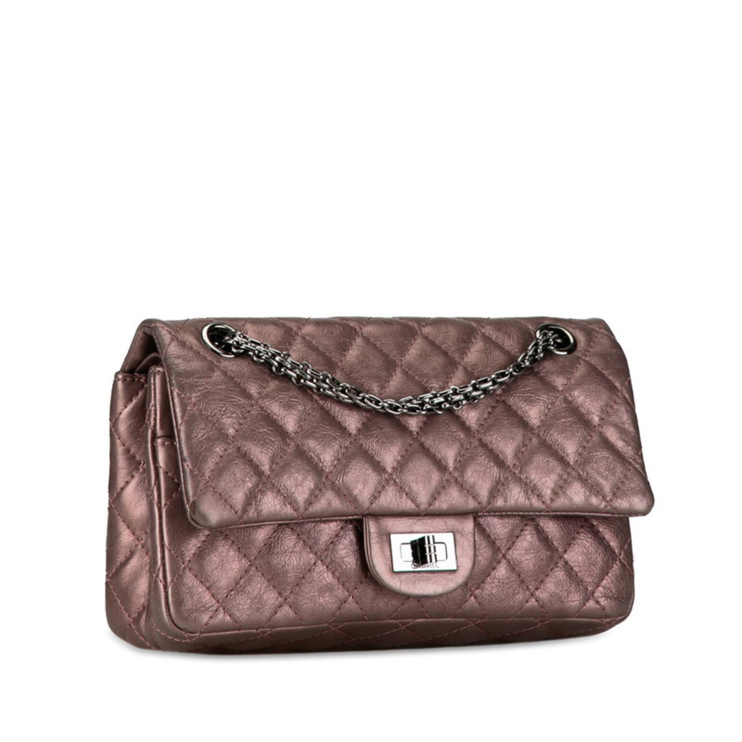 Chanel 2.55 Coco Mark Matelasse Chain Shoulder Bag Metallic Pink Leather Women's CHANEL
