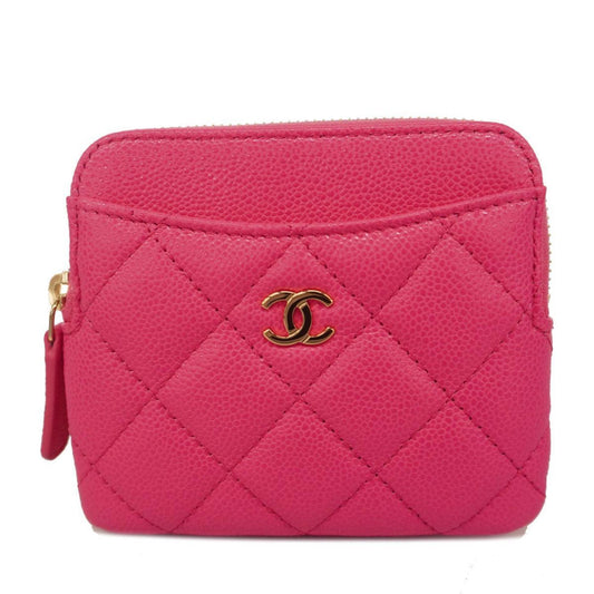 Chanel Wallet/Coin Case Matelasse Caviar Skin Pink Champagne Women's