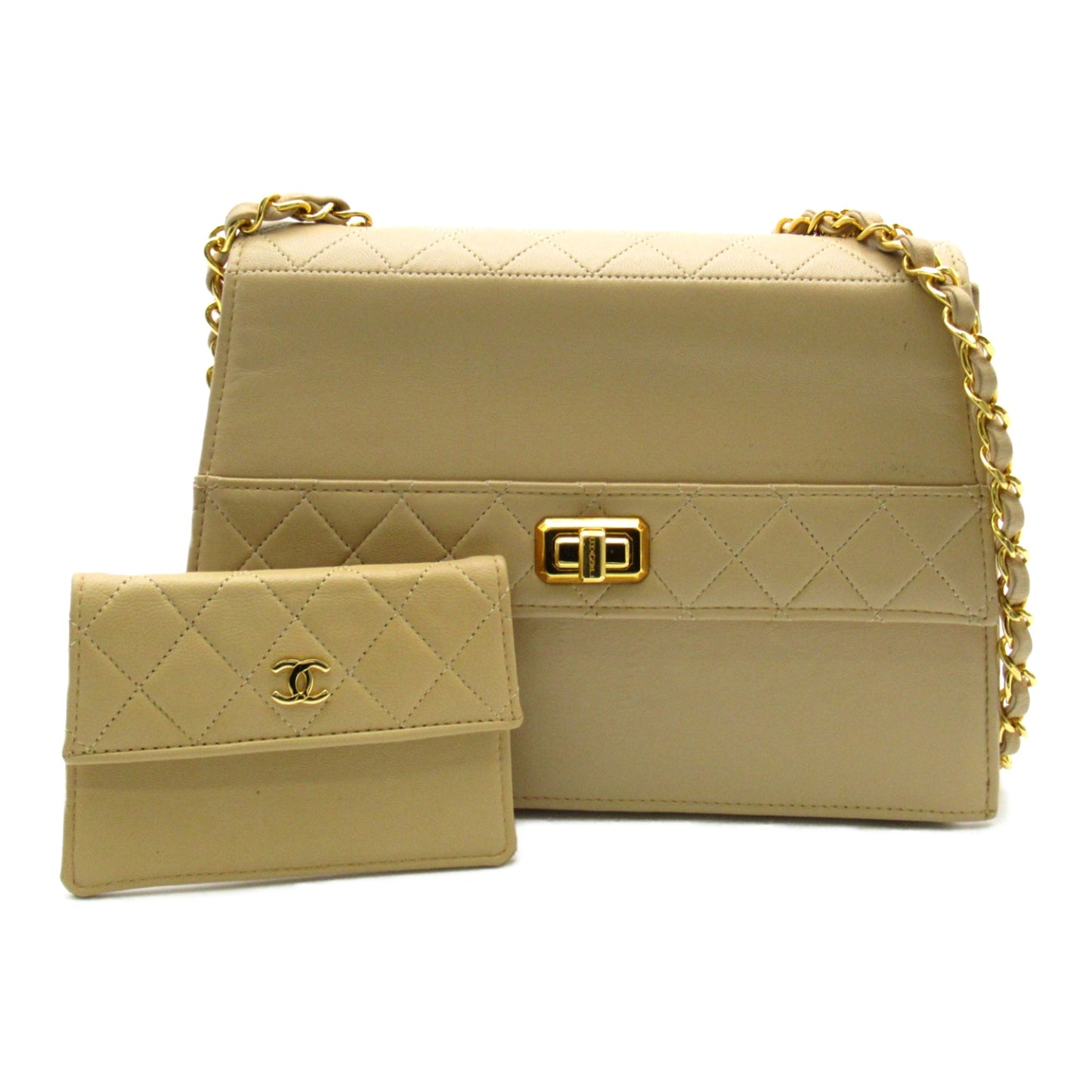 CHANEL ChainShoulder Bag Beige leather