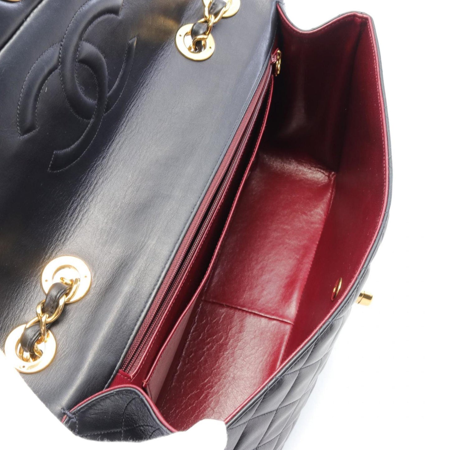 CHANEL Deca Matelasse 34 Shoulder Bag, Lambskin, Women's, Black, A01094