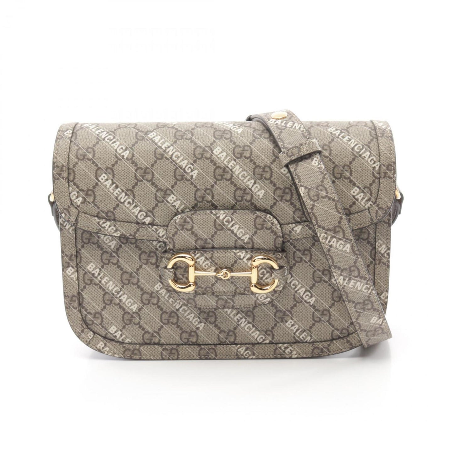Gucci Beige Brown White Coated Canvas Shoulder Bag ()