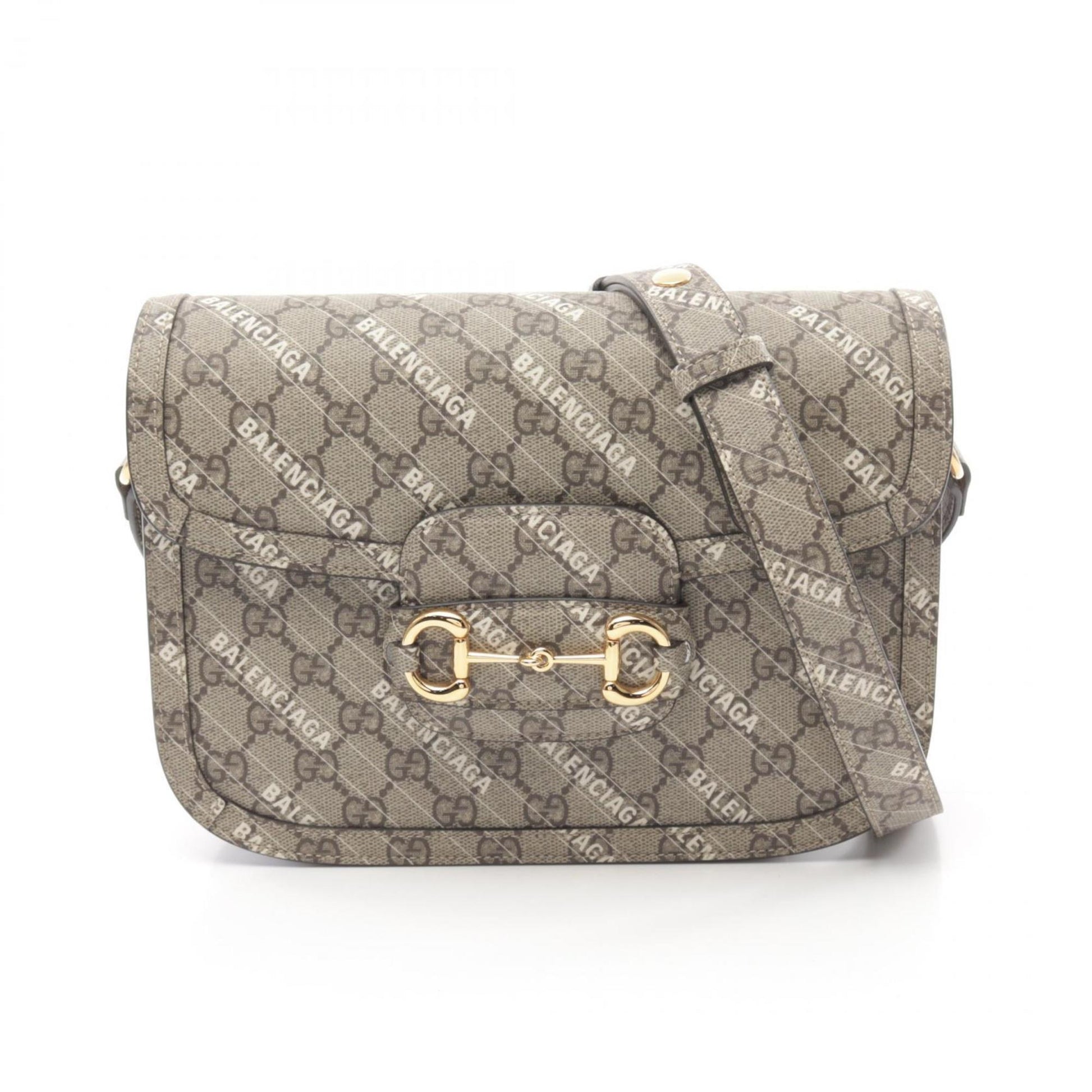 Gucci Beige Brown White Coated Canvas Shoulder Bag ()