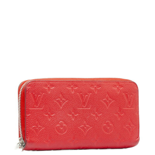 LOUIS VUITTON Monogram Implant Zippy Long Wallet M61865 Cerise Red Calf Leather Women's