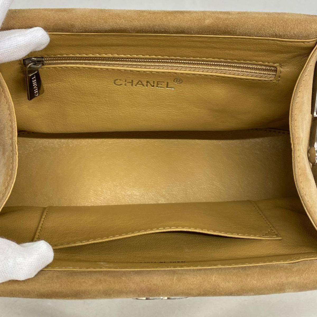 Chanel handbag suede beige ladies