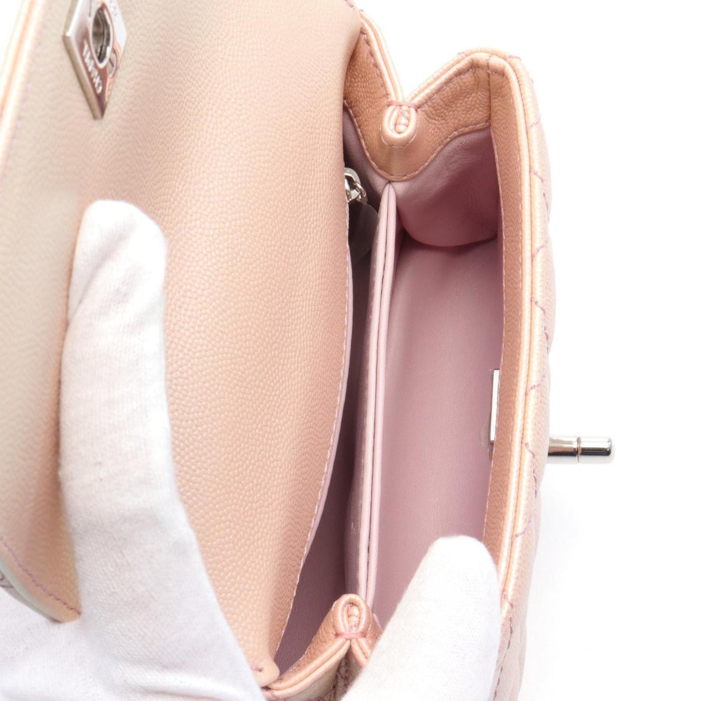 CHANEL Coco Handle XXS Handbag Bag Caviar Skin Women's Pink AS2215