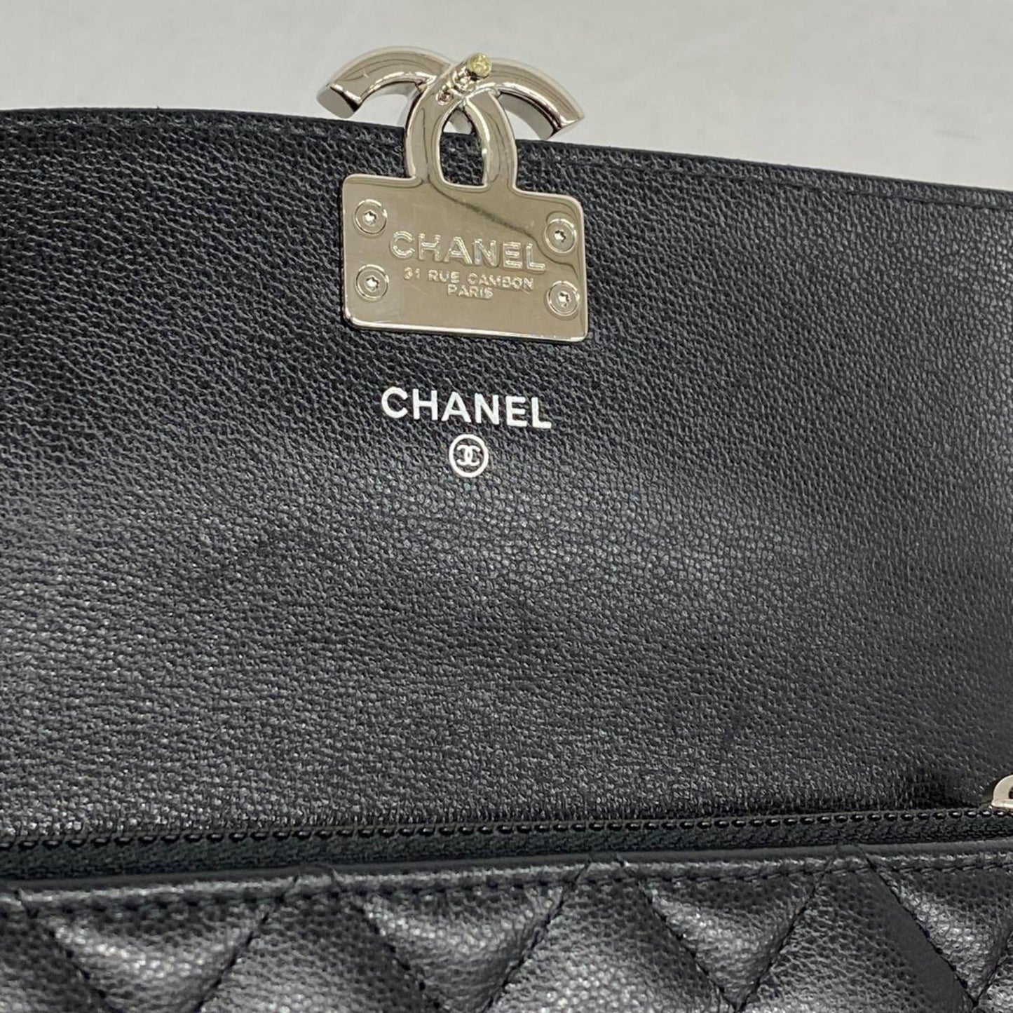 Chanel Long Wallet Matelasse Leather Black Women's