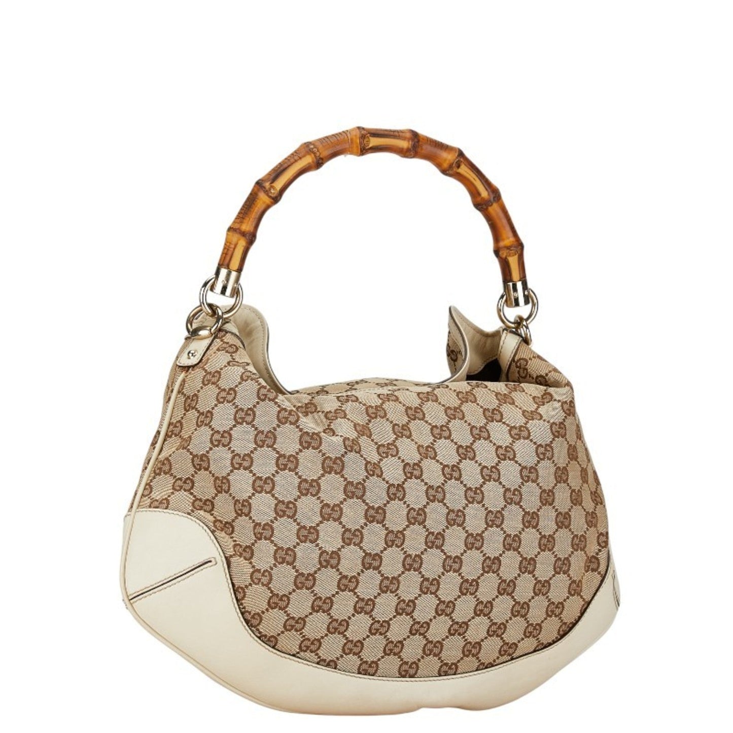 Gucci Beige Ivory White Canvas Leather Handbag Shoulder Bag