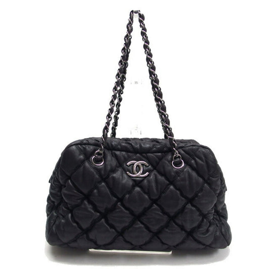 Chanel Matelasse Bubble Quilt Chain Shoulder Bag Coco Mark Black