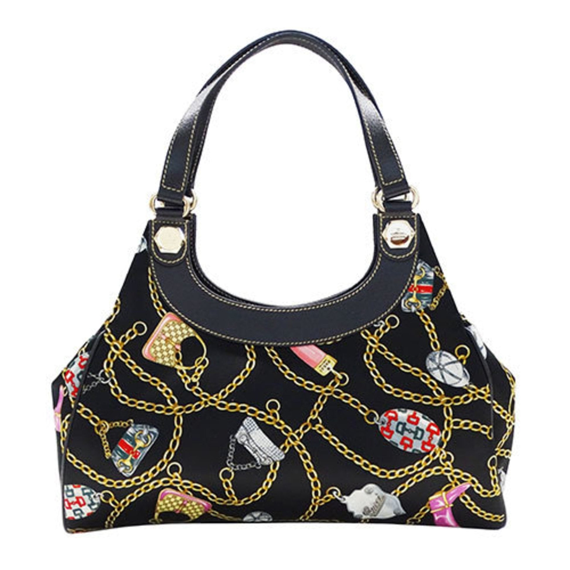Gucci Black Multi-Color Satin Tote Bag ()