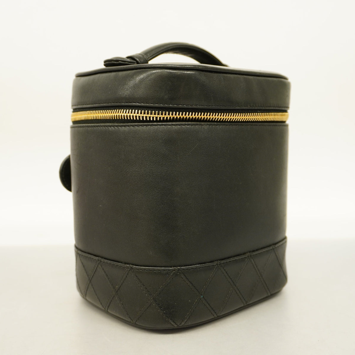 ChanelAuth  Bicolor Vanity Bag Women's Leather Vanity Bag Black