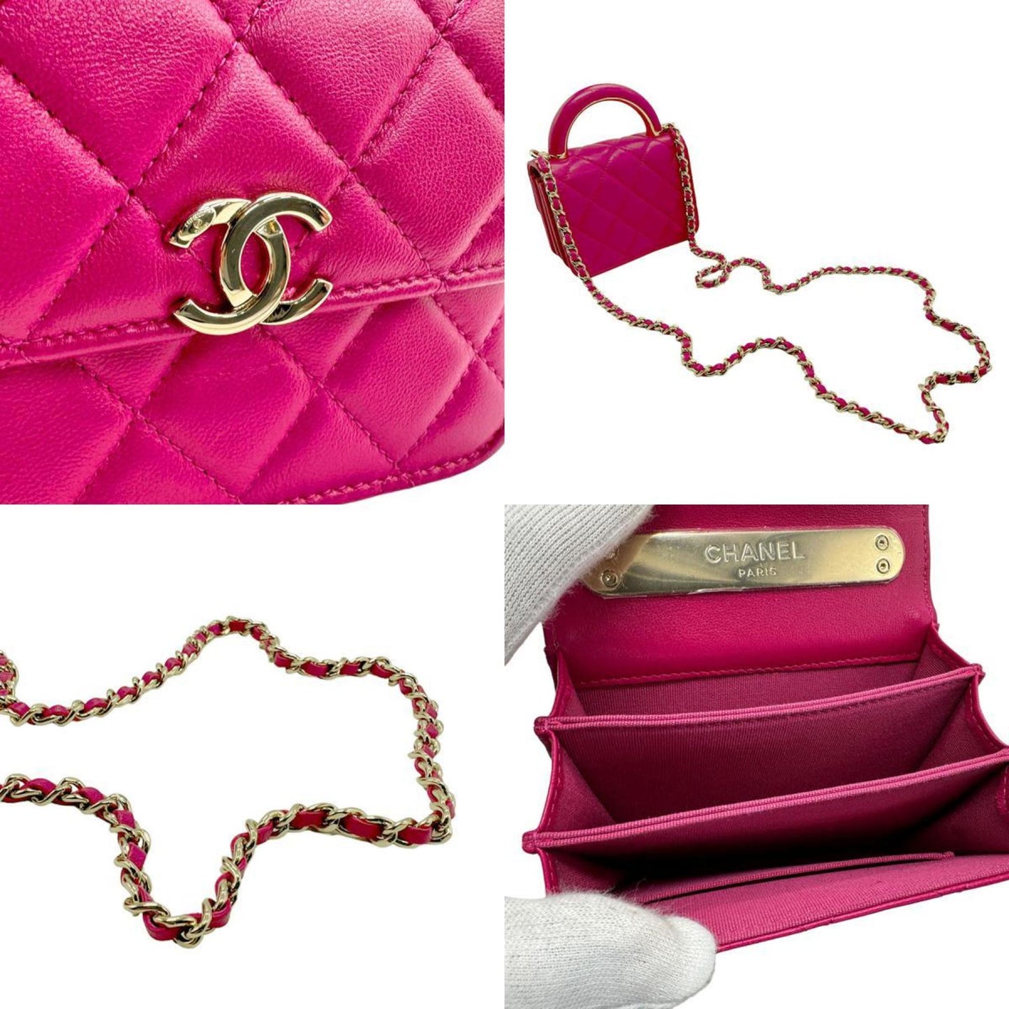 CHANEL Shoulder Bag Lambskin Magenta Women's n0140