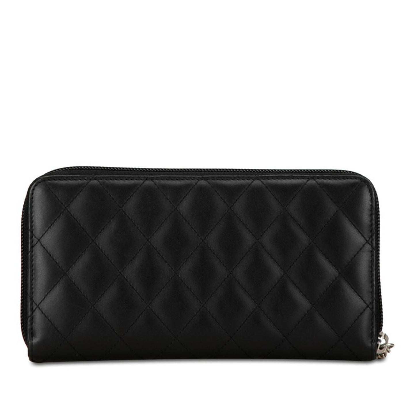 Chanel Matelasse Coco Mark Cambon Line Round Long Wallet Black Lambskin Women's CHANEL