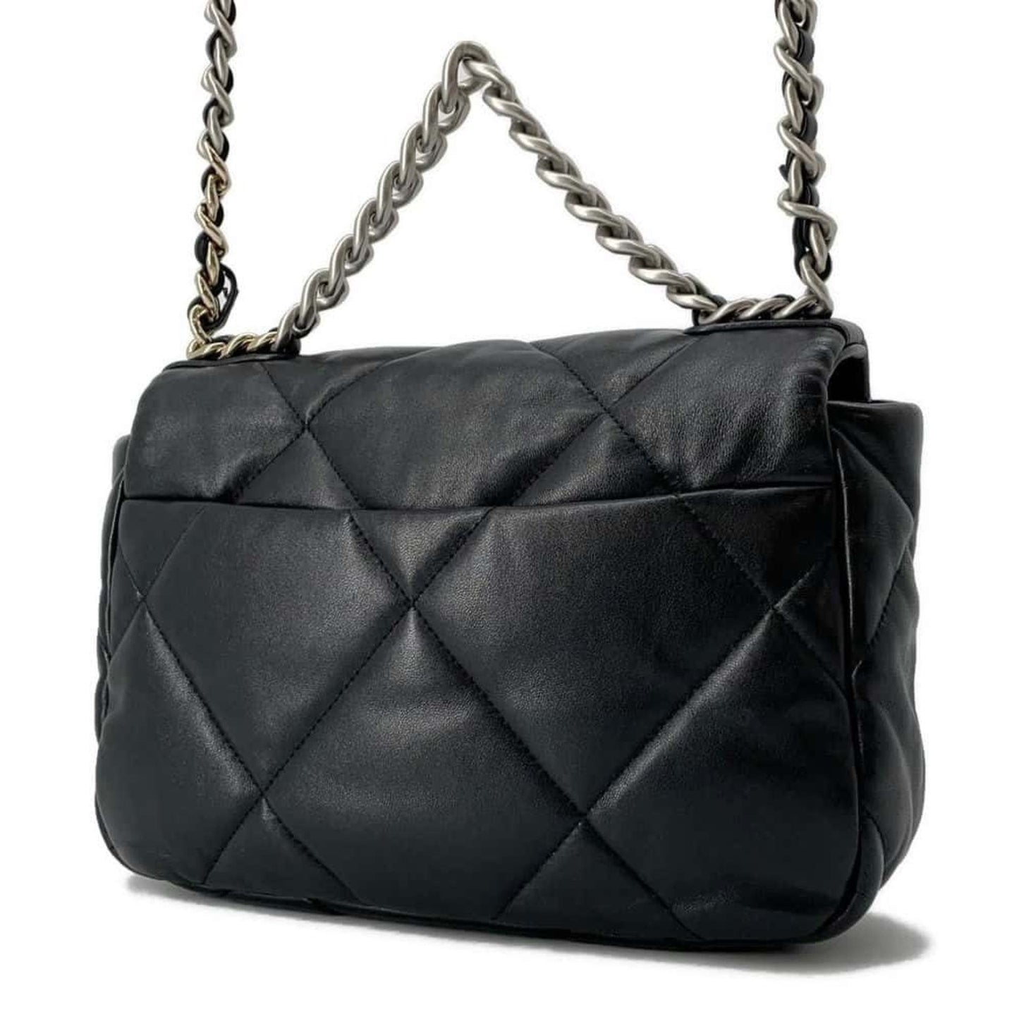 Chanel Chain Shoulder Bag 19 Flap Coco Mark Lambskin AS1160 CHANEL Black