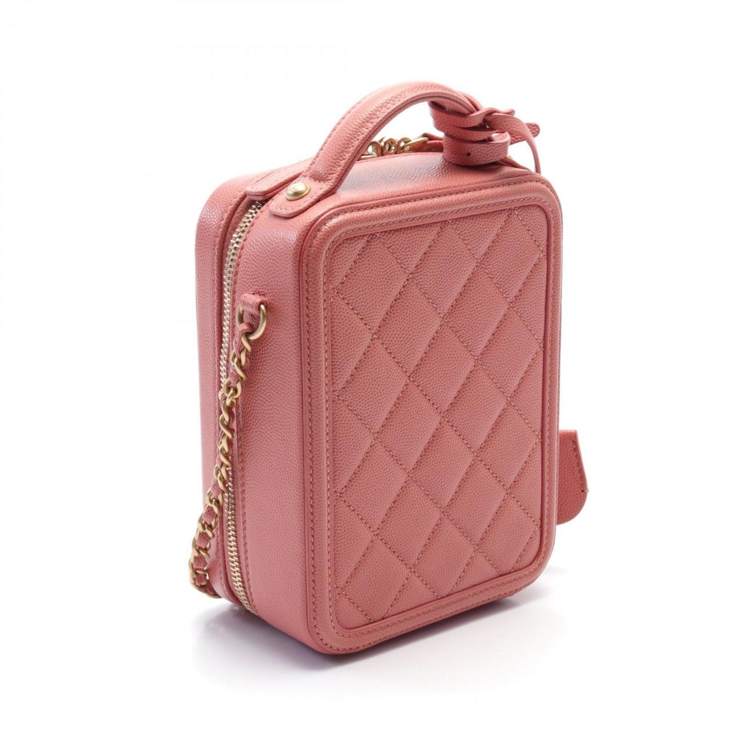 Chanel CHANEL CC Figley Shoulder Bag Caviar Skin Women's Pink AS0988