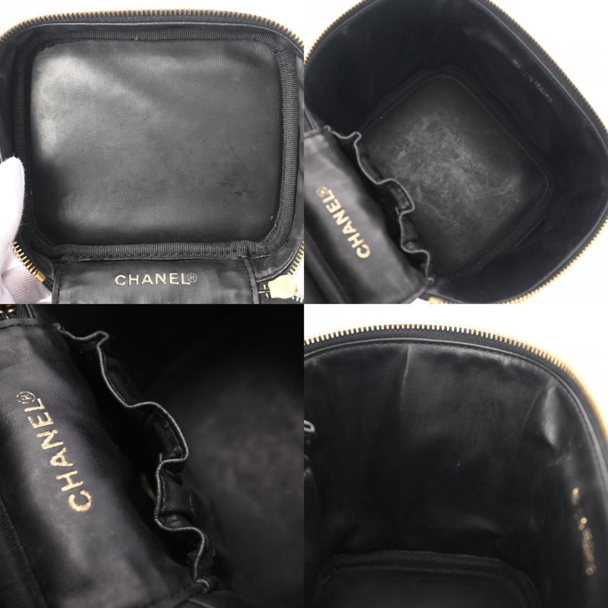 CHANEL Vanity Black A01998 Women's Caviar Skin Handbag