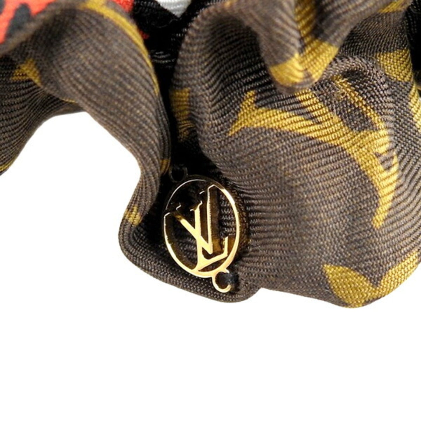 LOUIS VUITTON Monogram Silk Scrunchie Be Mindful Hair Tie M77011 Brown Pink Ladies