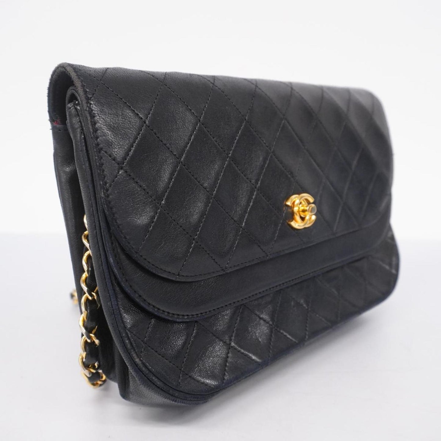Chanel Shoulder Bag Matelasse Lambskin Black Women's