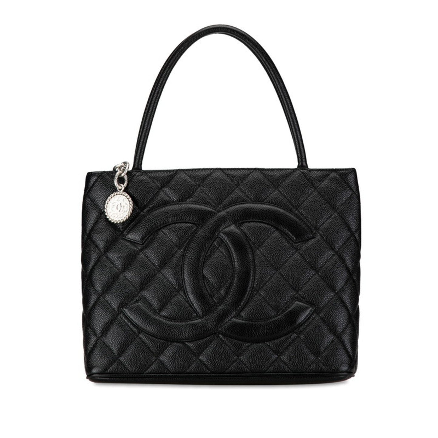 Chanel Reproduction Tote Coco Mark Handbag Bag Black Caviar Skin Women's CHANEL