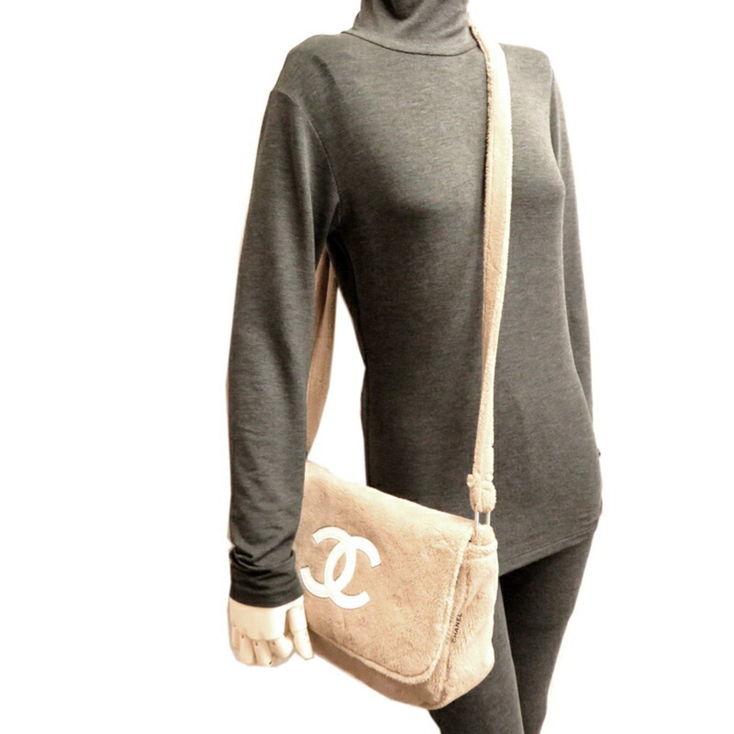 Chanel Precision Women's Shoulder Bag Boa Beige