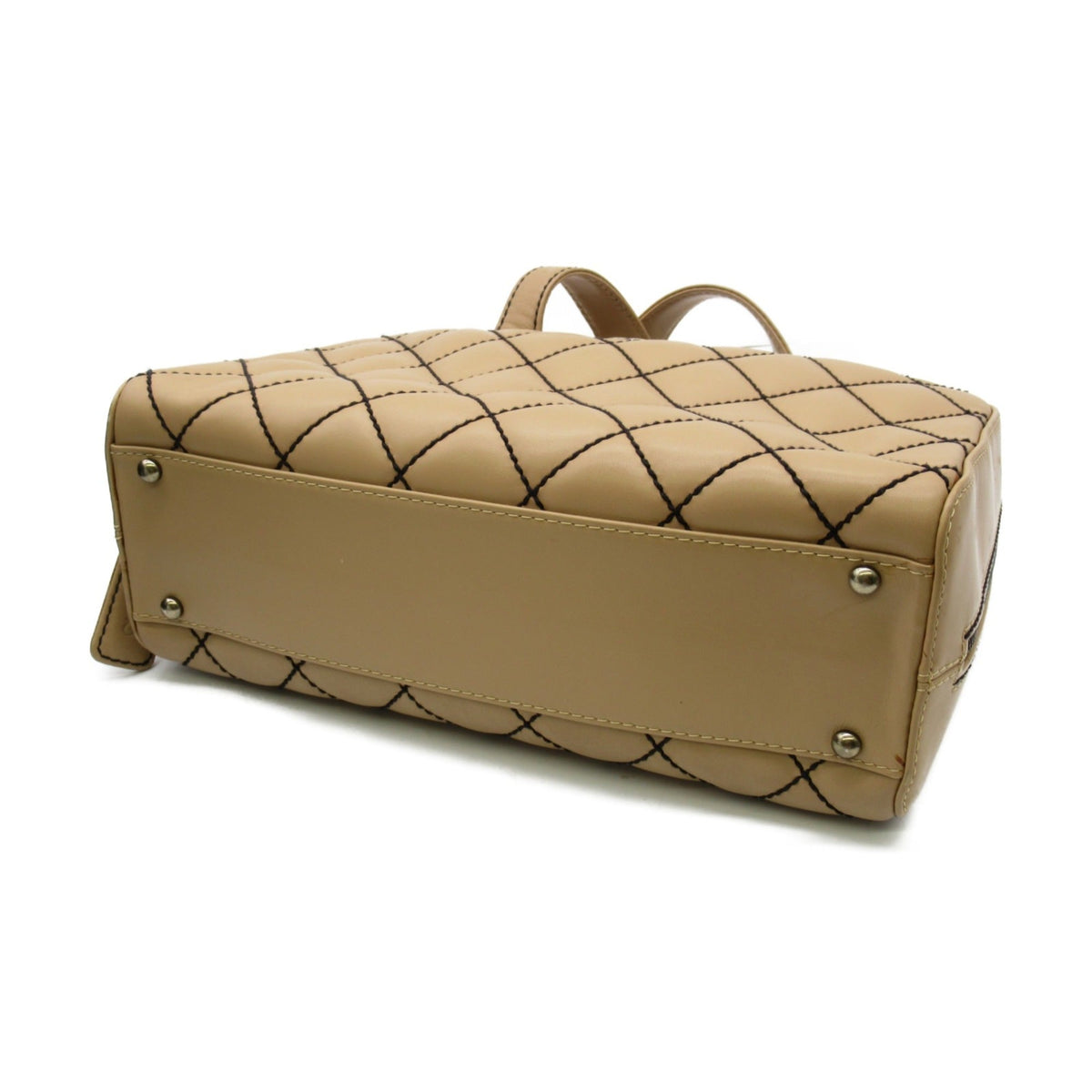 CHANEL Wild Stitch Handbag Beige leather