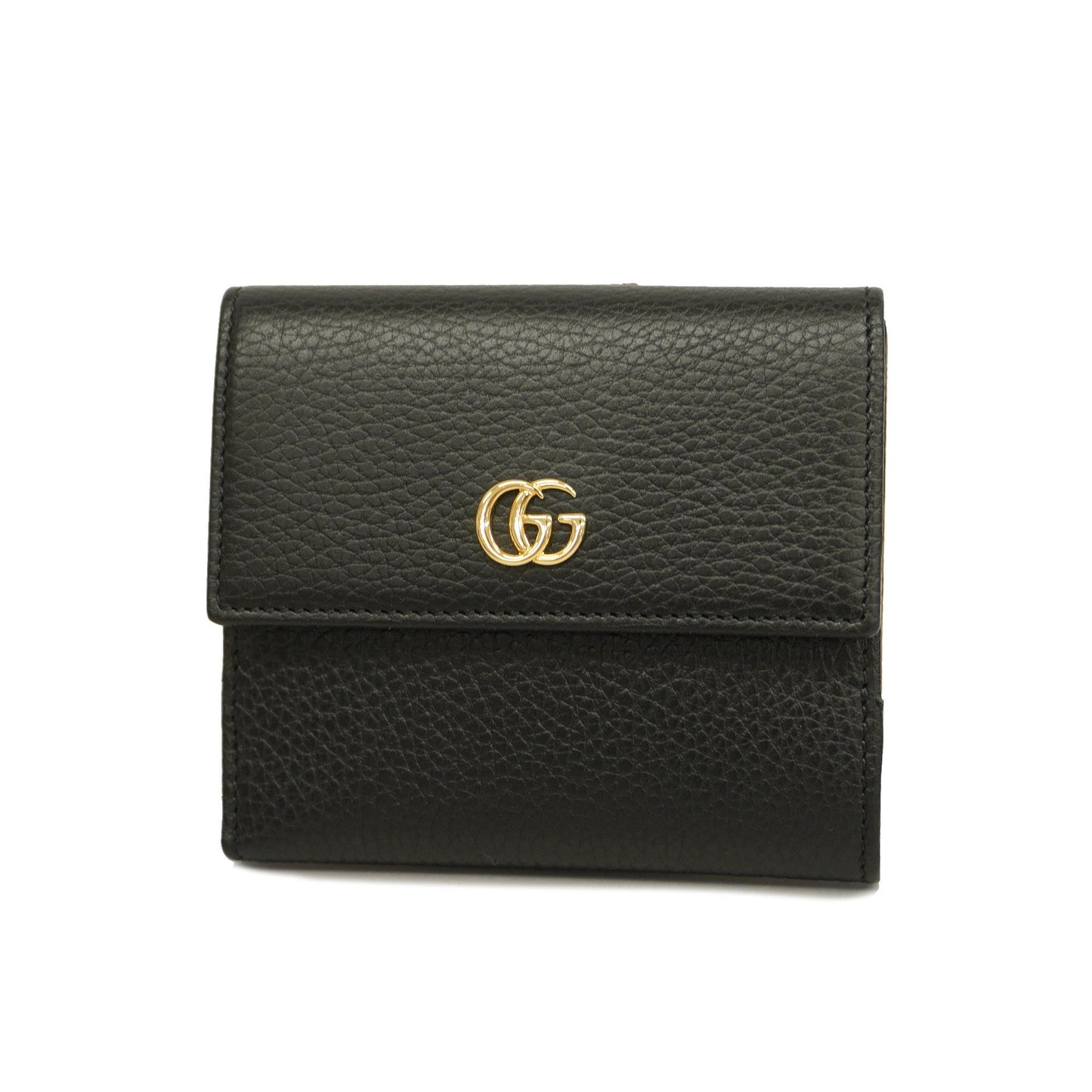 GUCCI  GG Marmont Gold Hardware 456122 Women's Leather Wallet Black