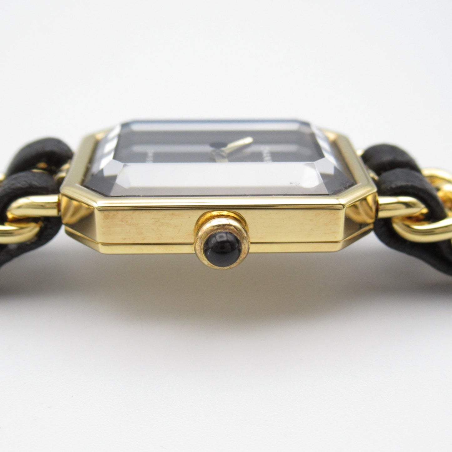 CHANEL Premiere L Wrist Watch H0001 Quartz Black Gold Plated Leather belt H0001