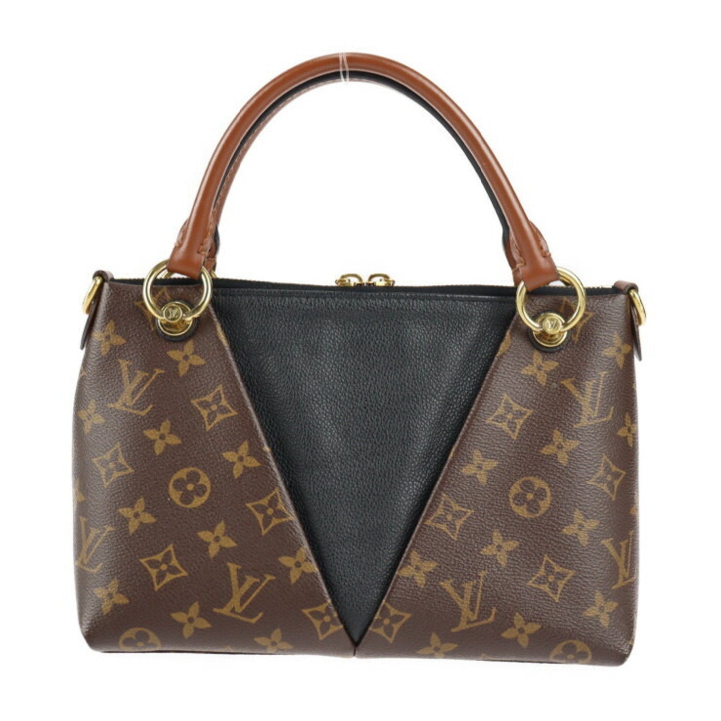 LOUIS VUITTON V tote BB handbag M43976 monogram canvas leather brown black gold metal fittings 2WAY shoulder bag