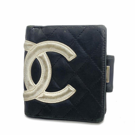 Chanel Wallet Cambon Lambskin Black Women's