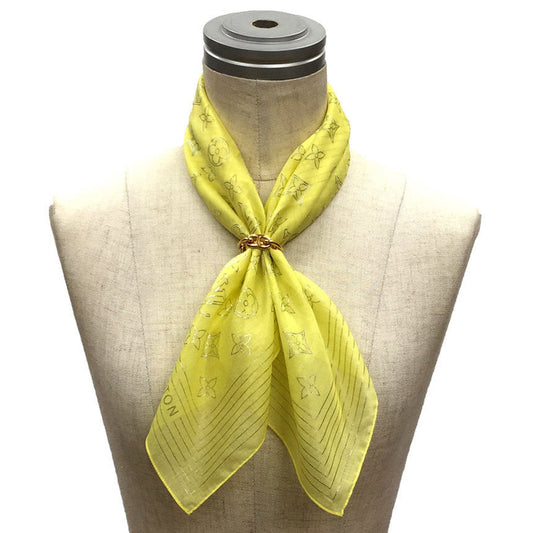 LOUIS VUITTON Monogram Cotton Carre Bandana Scarf Muffler Yellow