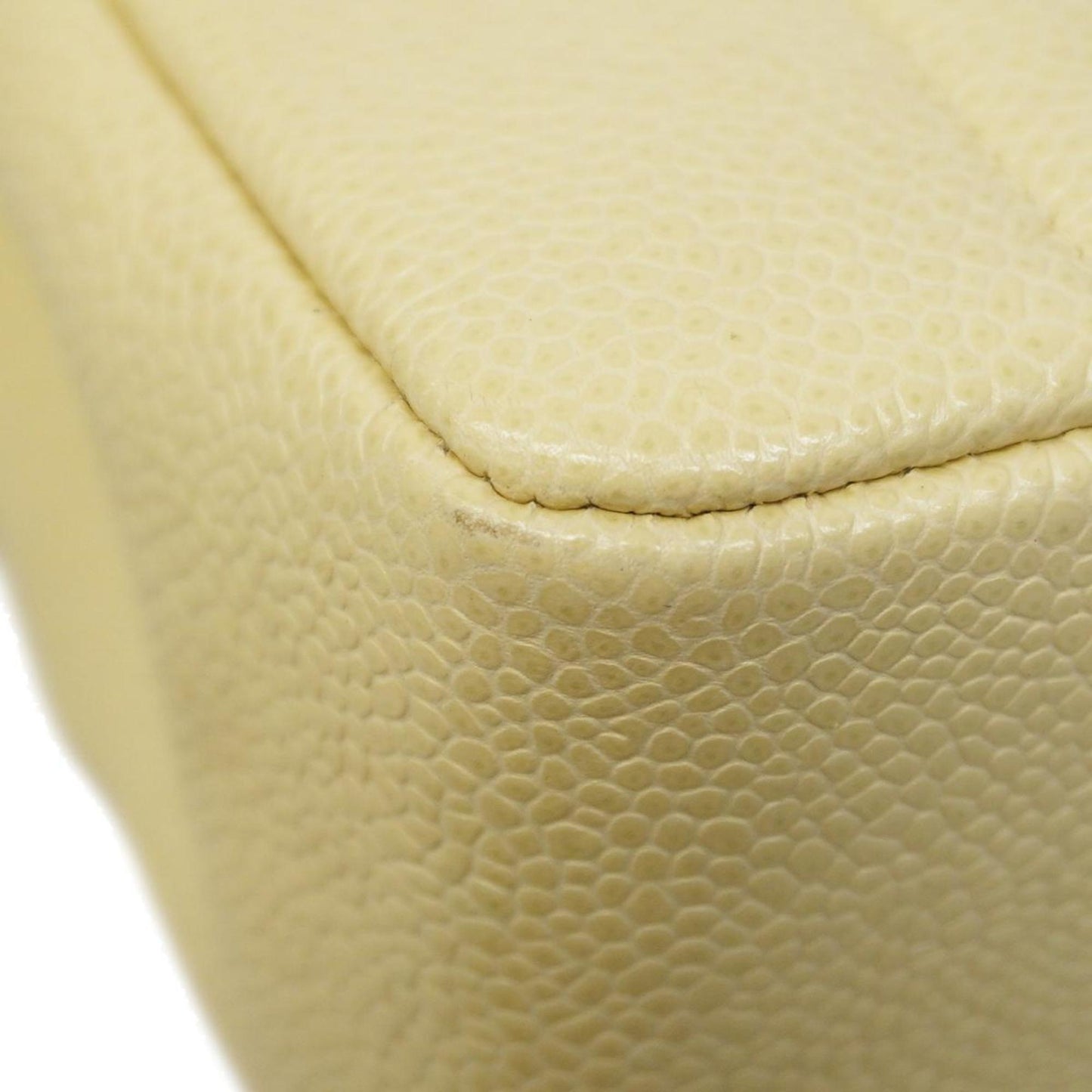 Chanel Shoulder Bag Mademoiselle Chain Caviar Skin White Women's
