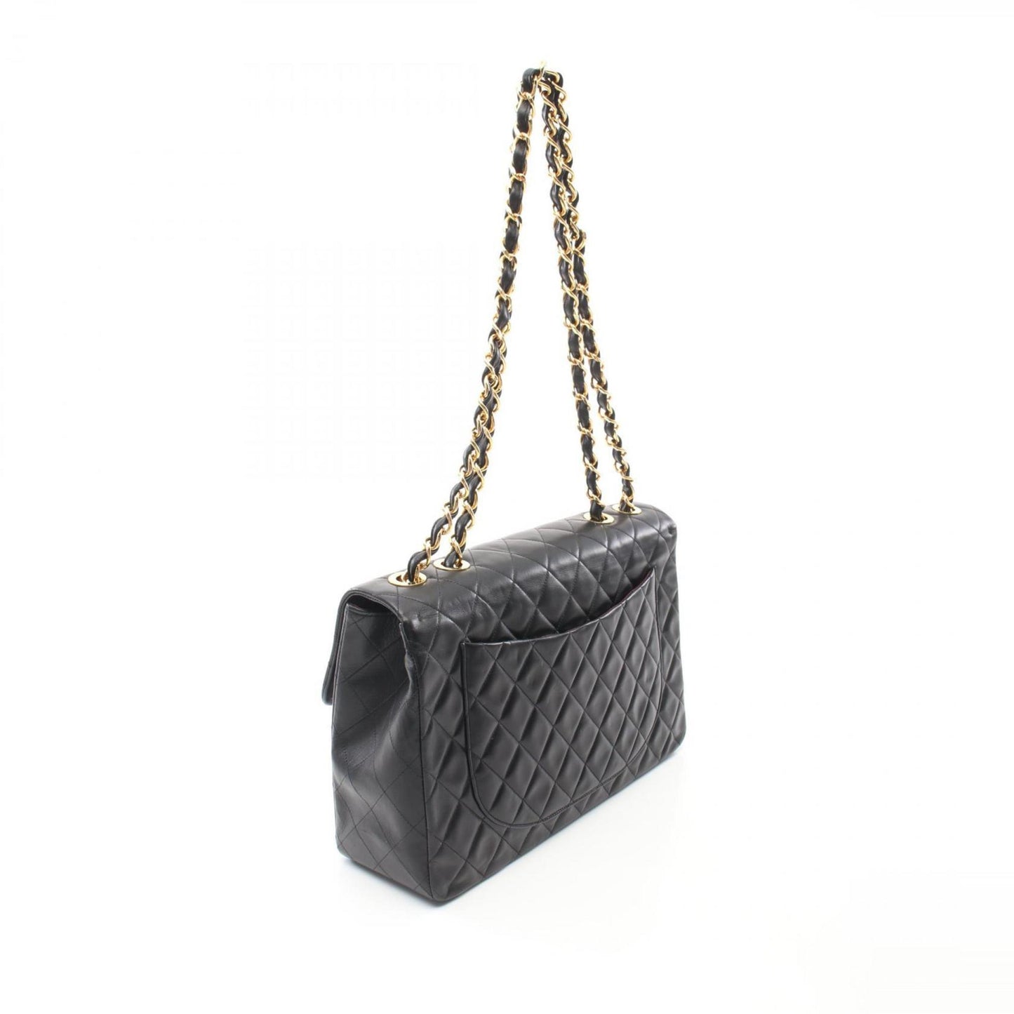 CHANEL Deca Matelasse 34 Shoulder Bag, Lambskin, Women's, Black