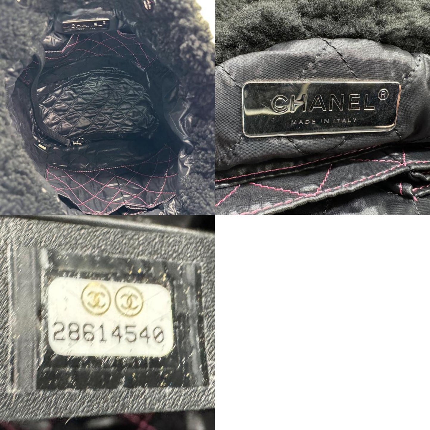 CHANEL Shoulder Bag Handbag Coconage Boa Leather Black x Pink Women's n0040