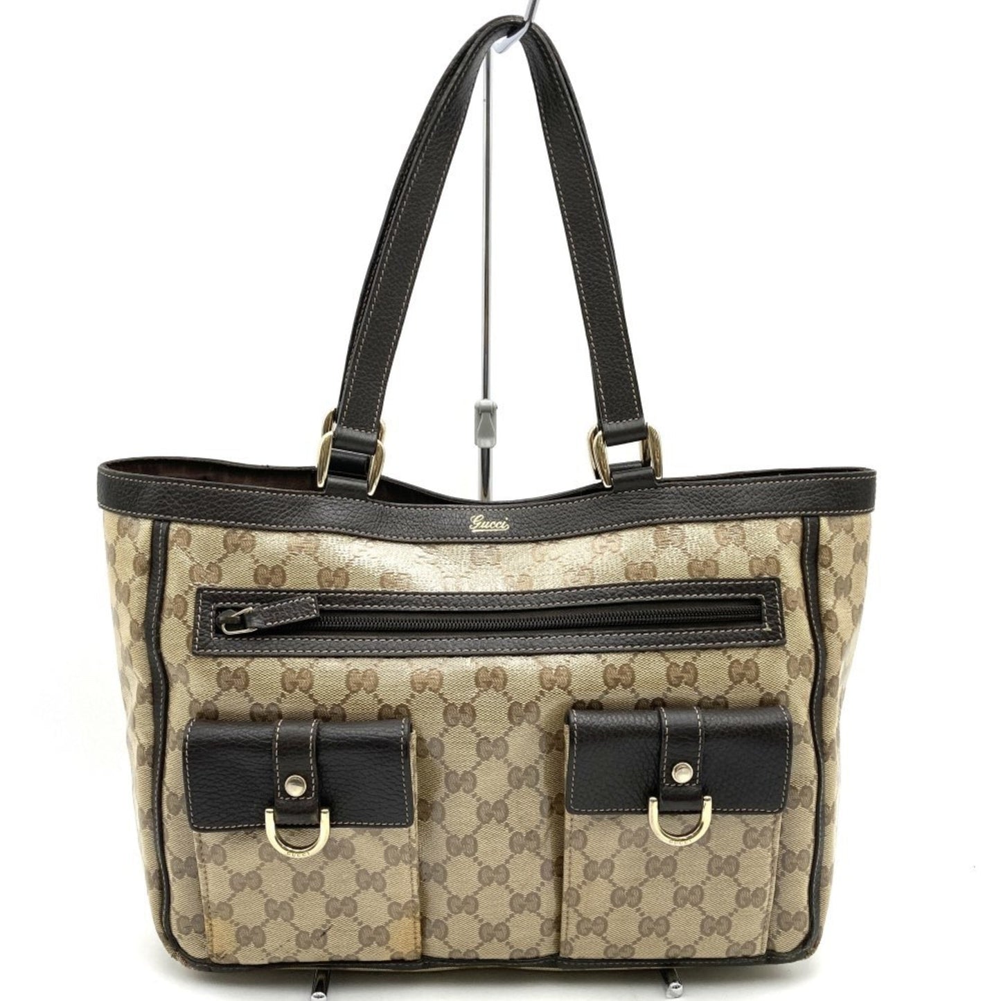 Gucci Beige Gg Crystal Leather Tote Bag ()