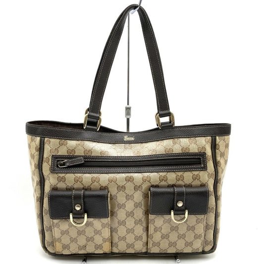 Gucci Beige Gg Crystal Leather Tote Bag ()