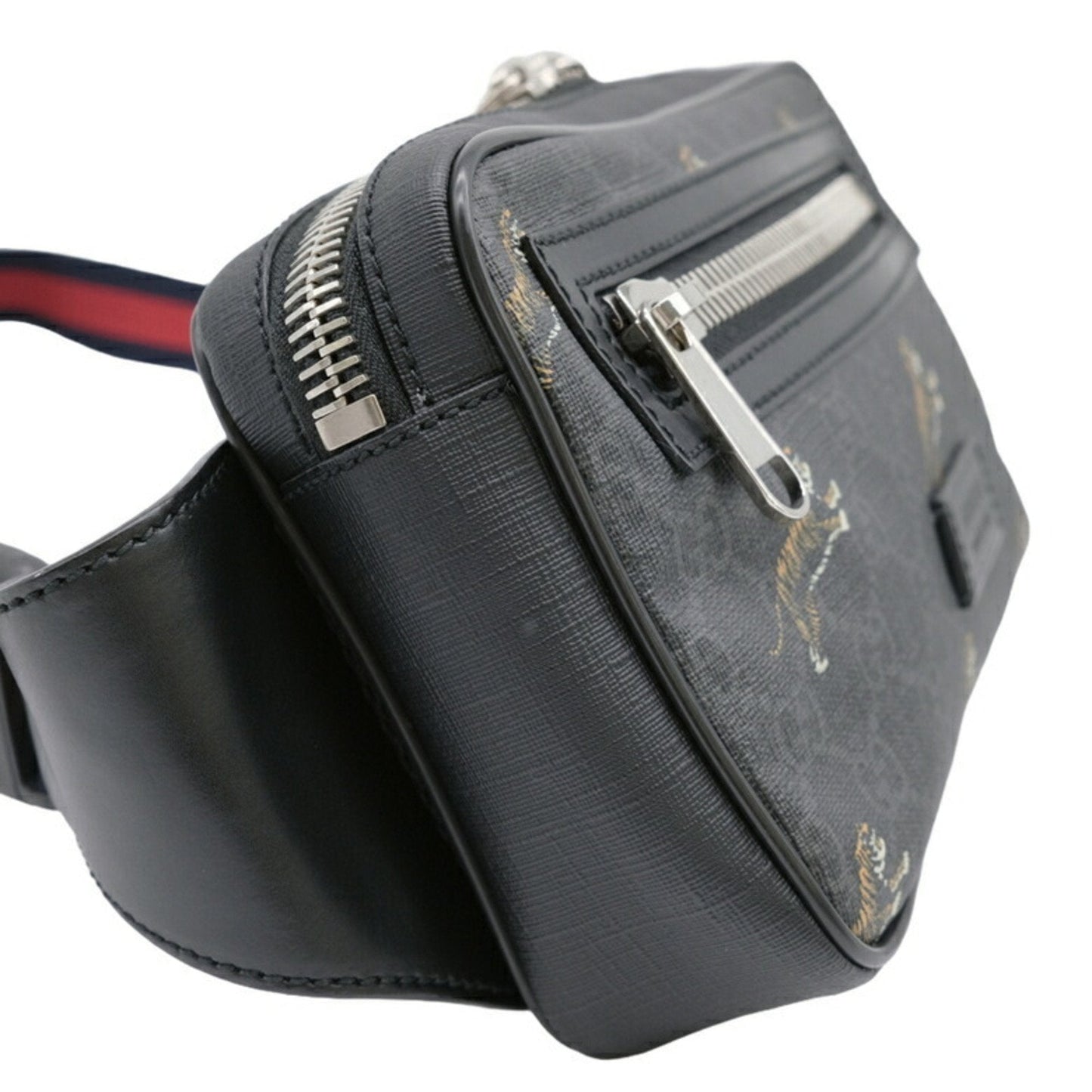 Gucci Black Gg Supreme Canvas Leather Sling Bag