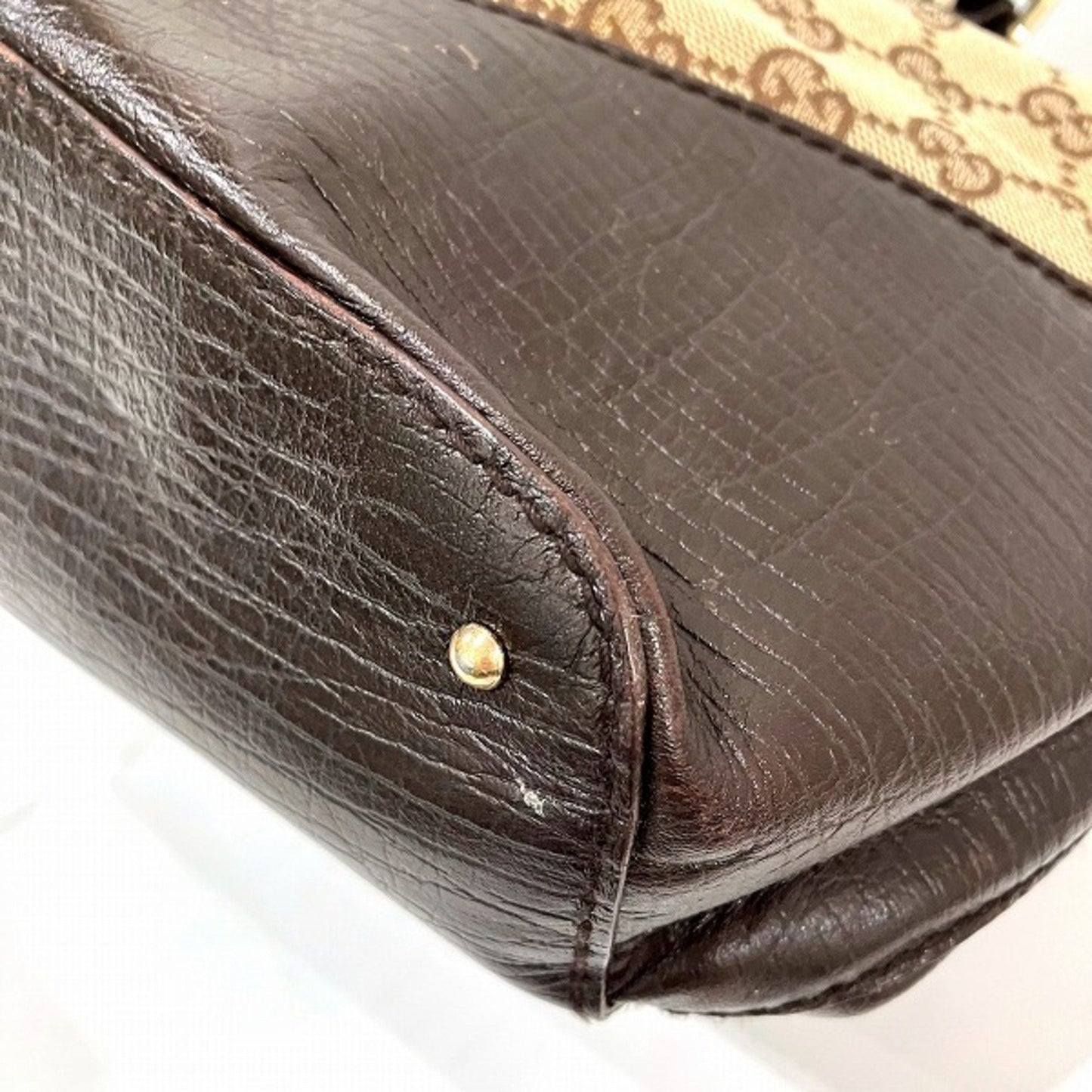 Gucci Horsebit Brown Gg Canvas Leather Tote Bag