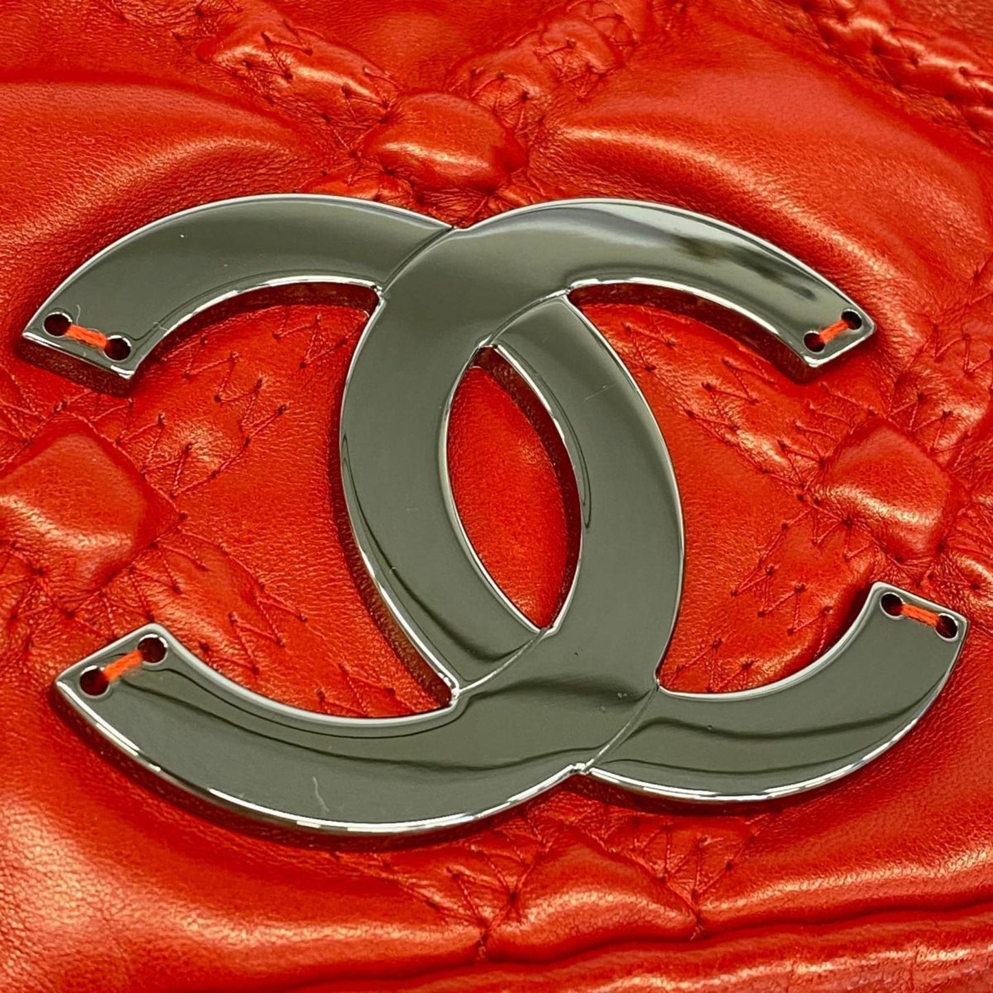 chanel shoulder bag leather red ladies
