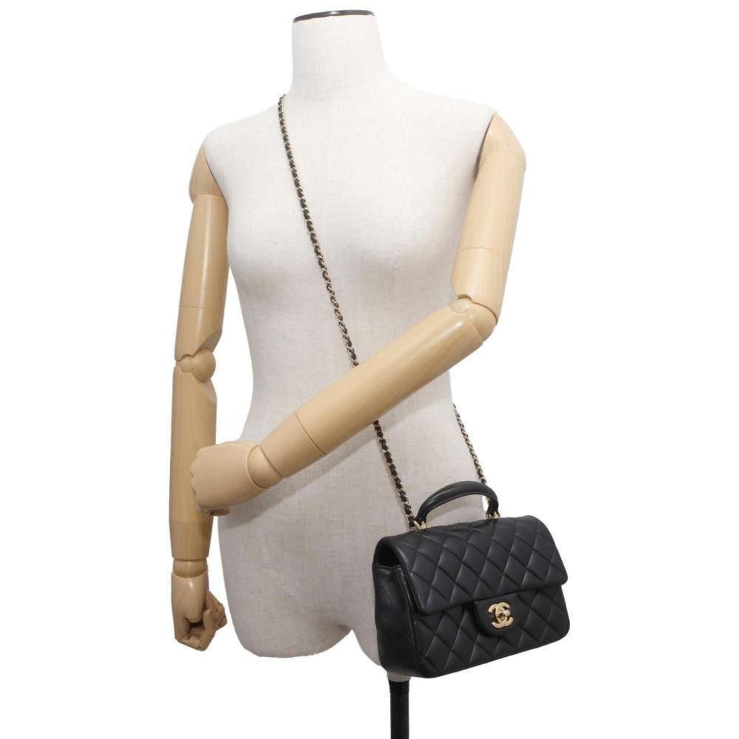 Chanel Chain Shoulder Bag Matelasse Coco Mark Top Handle Mini Lambskin AS2431