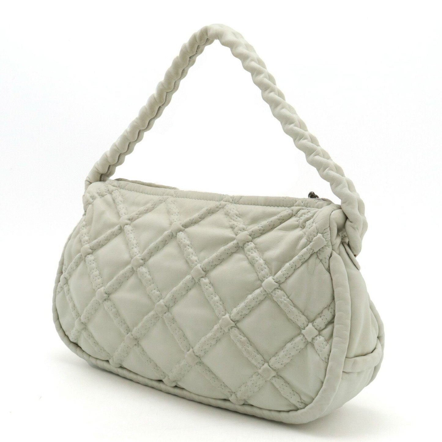 CHANEL Chanel Matelasse Ultra Stitch Shoulder Bag Leather Off-White