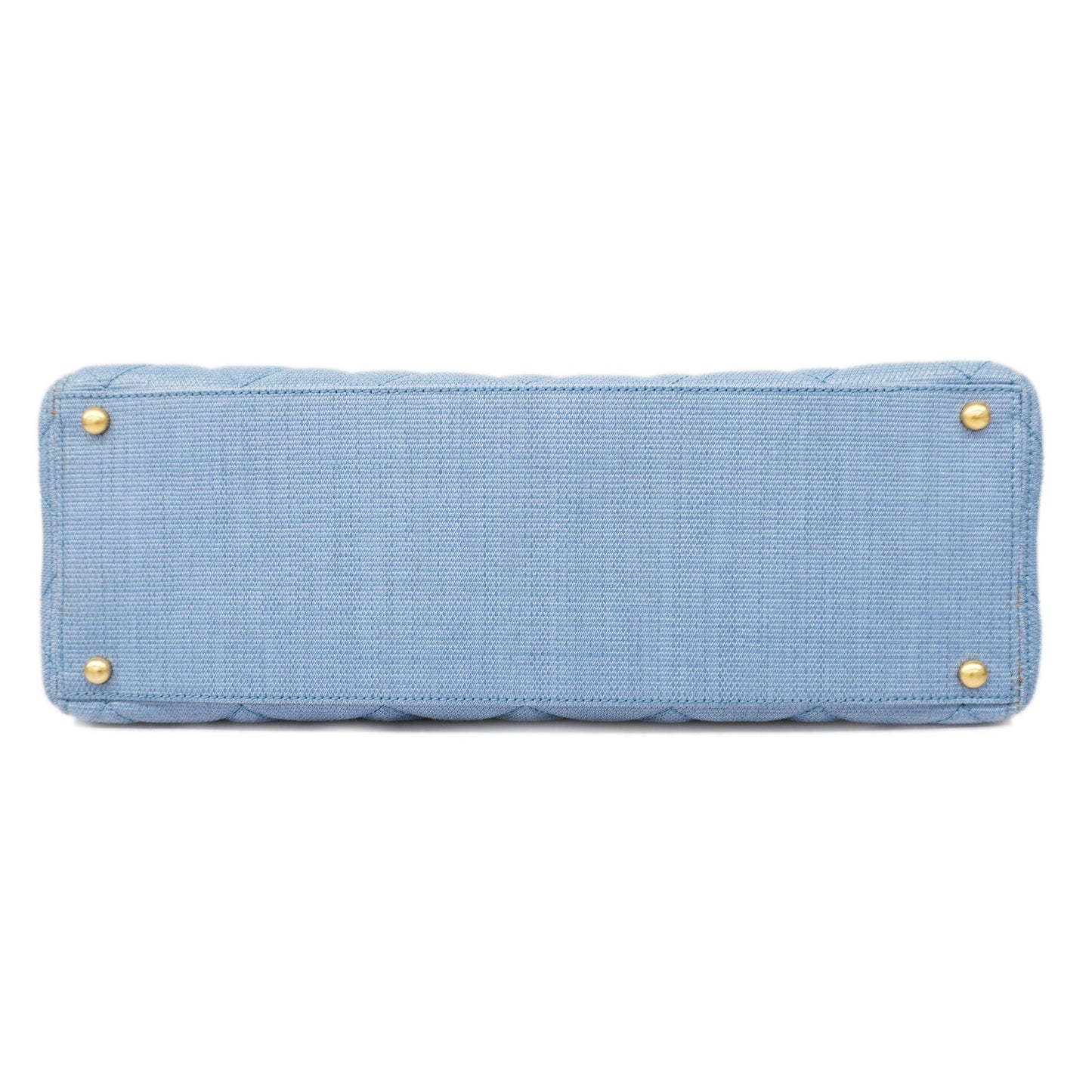 ChanelAuth  Matelasse Natural Women's Straw Tote Bag Blue