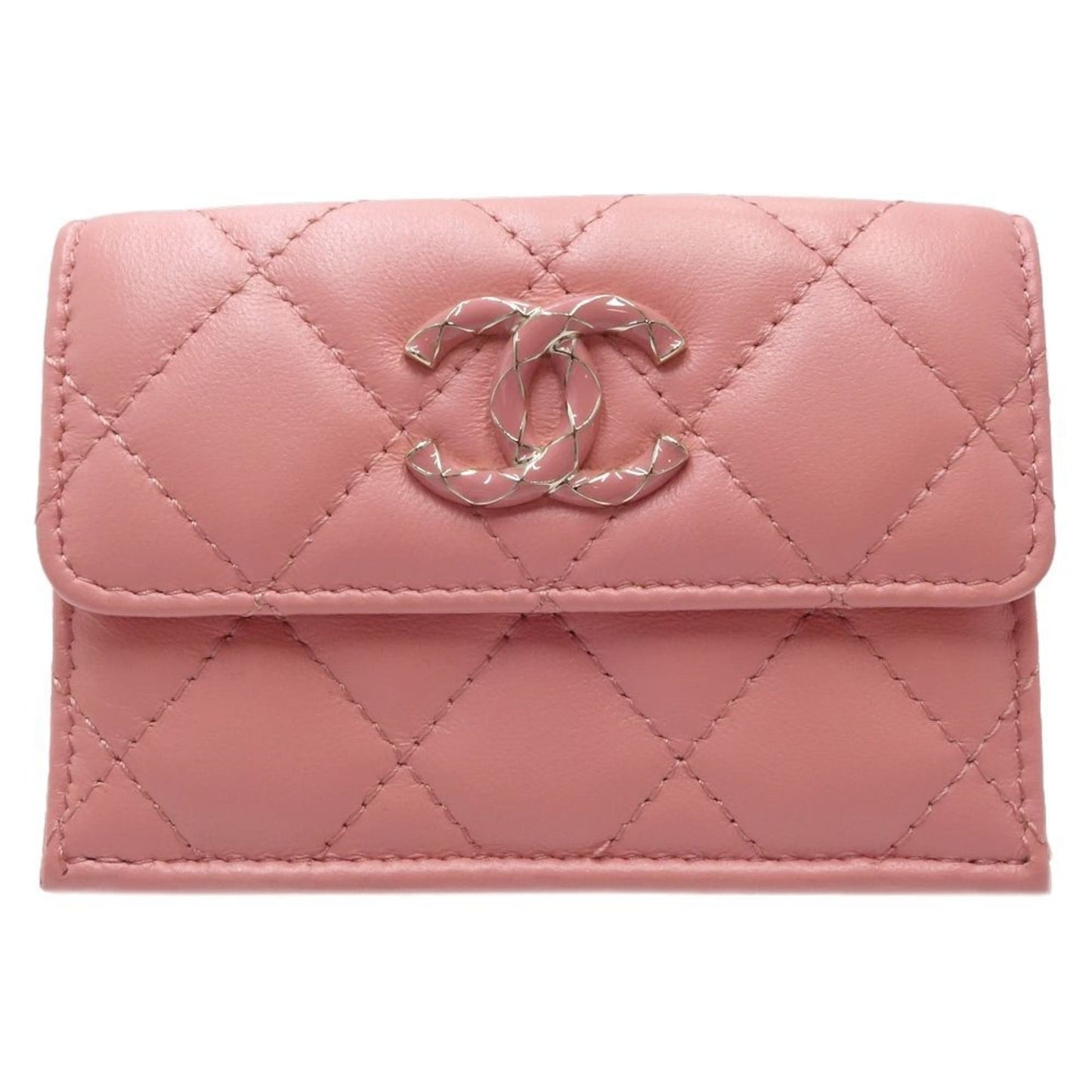 CHANEL Chanel Tri-fold Wallet AP3650 Matelasse Flap Lambskin Pink 180638 ☆