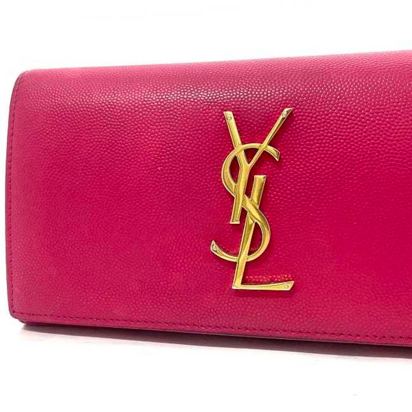 SAINT LAURENT bi-fold long wallet pink gold monogram GBL372266 leather  YSL flap grain ladies