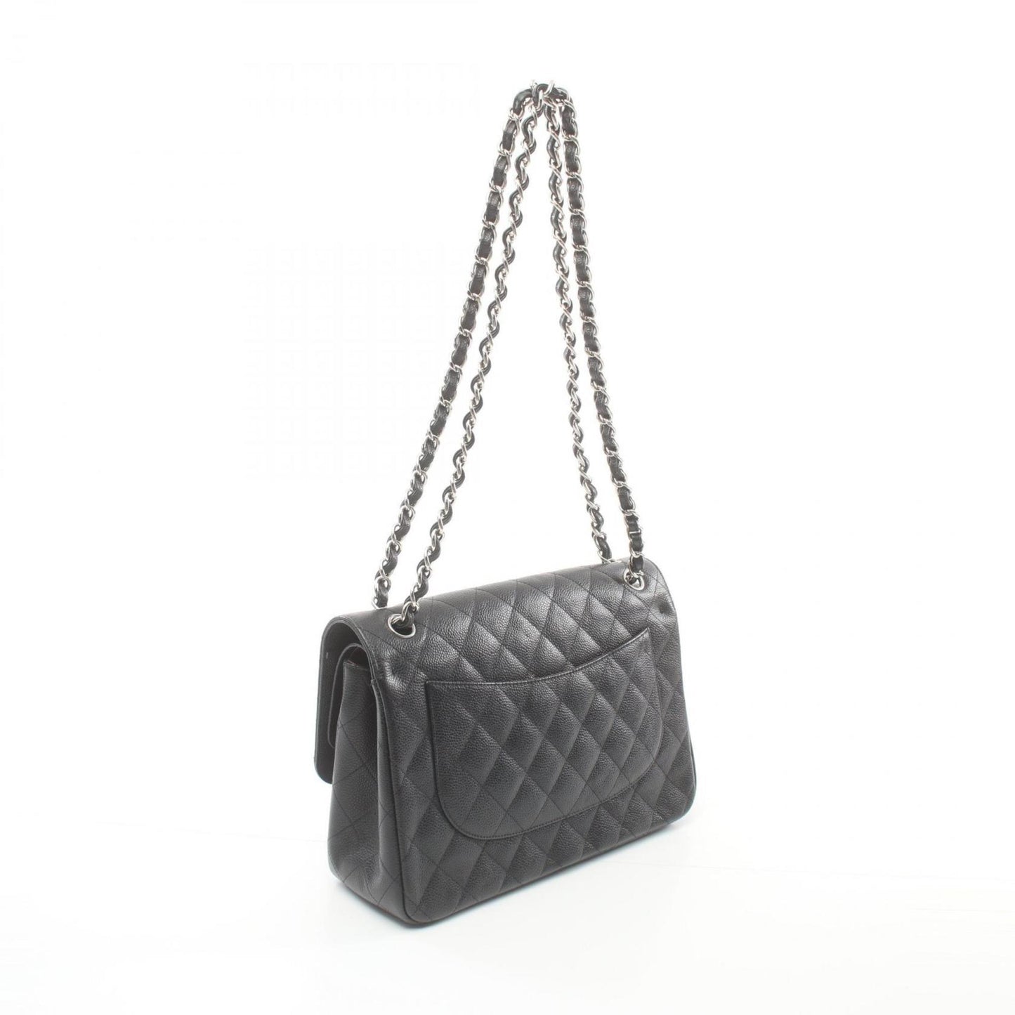 CHANEL Deca Matelasse 30 Classic Large W-Flap Shoulder Bag Caviar Skin Women's Black A58600