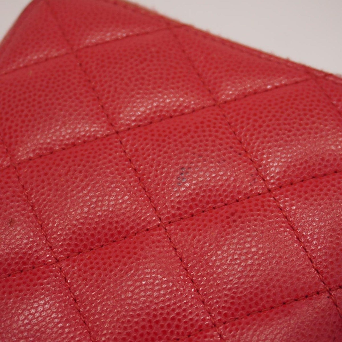 Chanel Long Wallet Matelasse Caviar Skin Red Champagne Women's