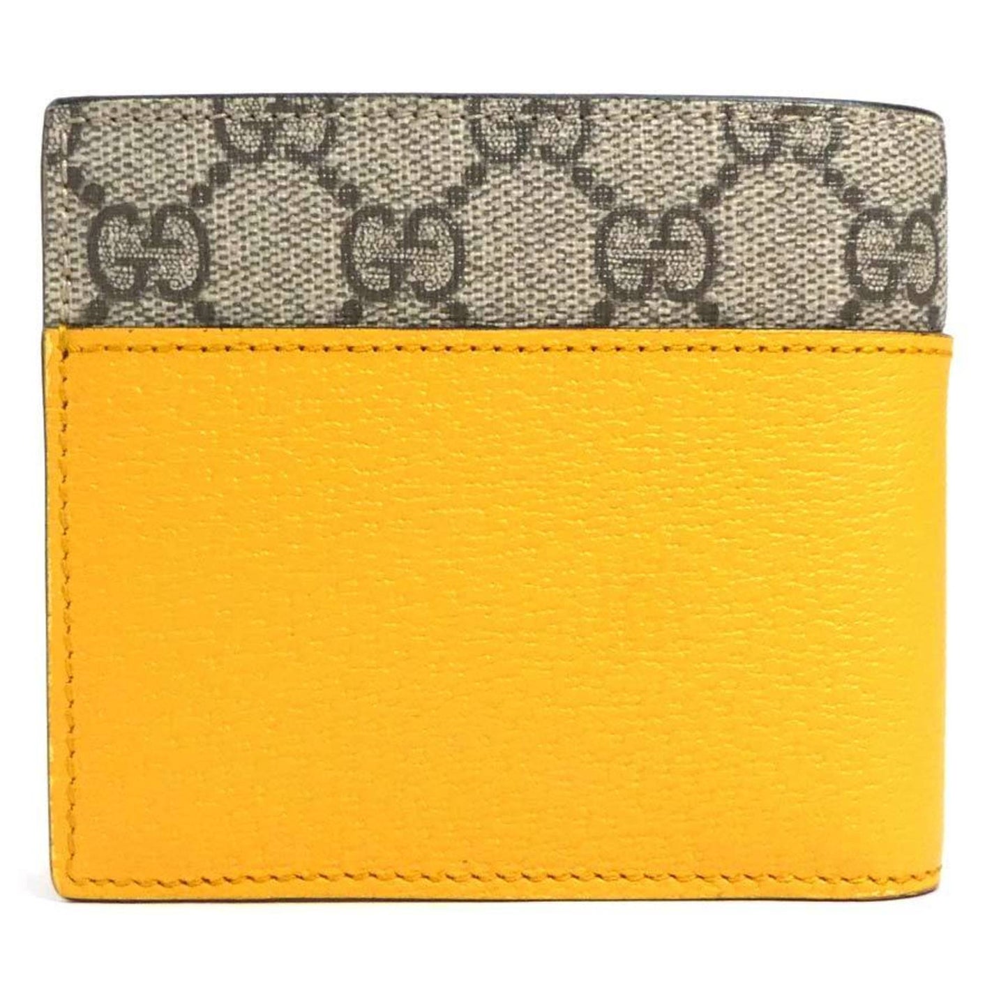 Gucci Brown Yellow Leather Gg Supreme Wallet (Bi-Fold)
