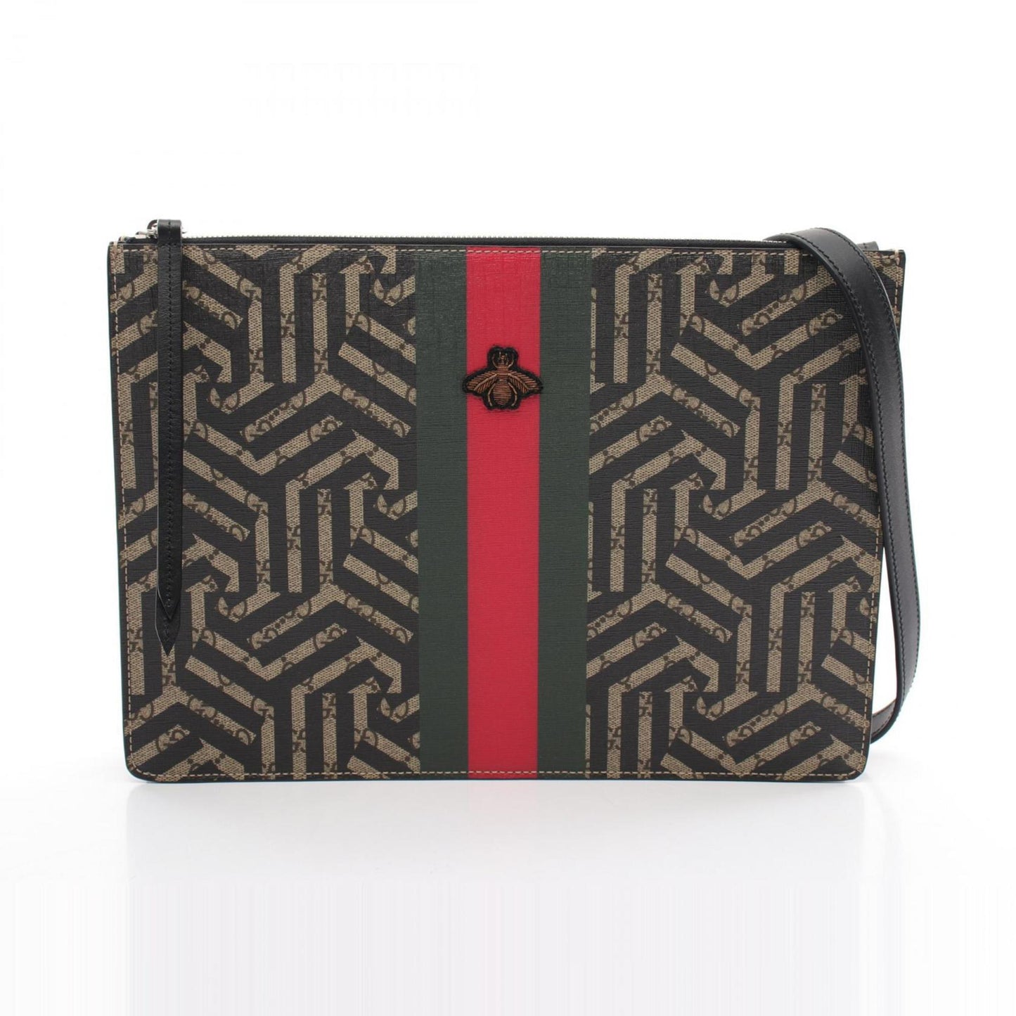 Gucci Beige Multi-Color Coated Canvas Leather Shoulder Bag