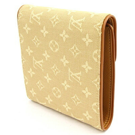 LOUIS VUITTON Trifold Wallet Monogram Porte Bier Cult Credit Monet M92441 Beige Black Ladies