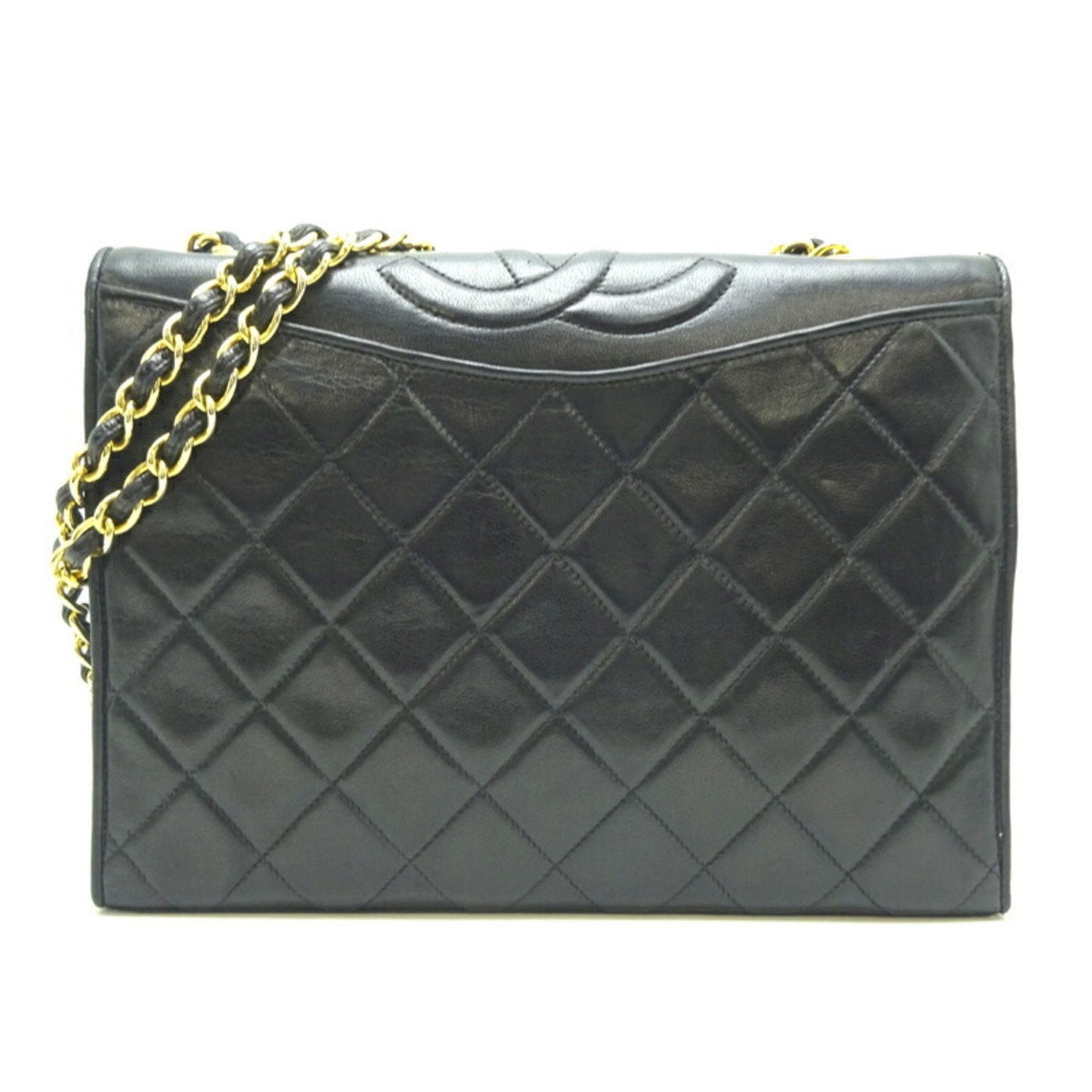 Chanel Matelasse Full Flap Chain Shoulder Bag with Inner Rippling, Women's Bag, Lambskin, Black